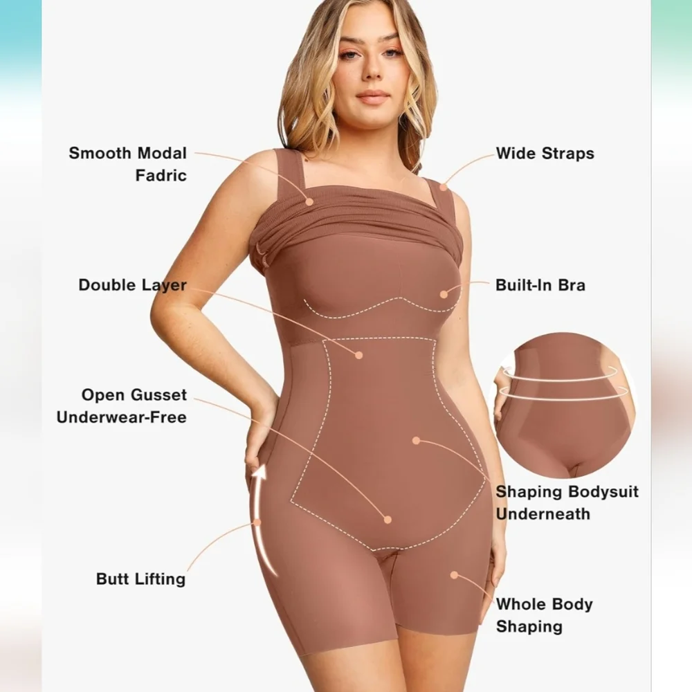 Popilush Mini Slit Cocktail Dress XXXL Shapewear Built-In  Party Dress - Picture 3 of 5